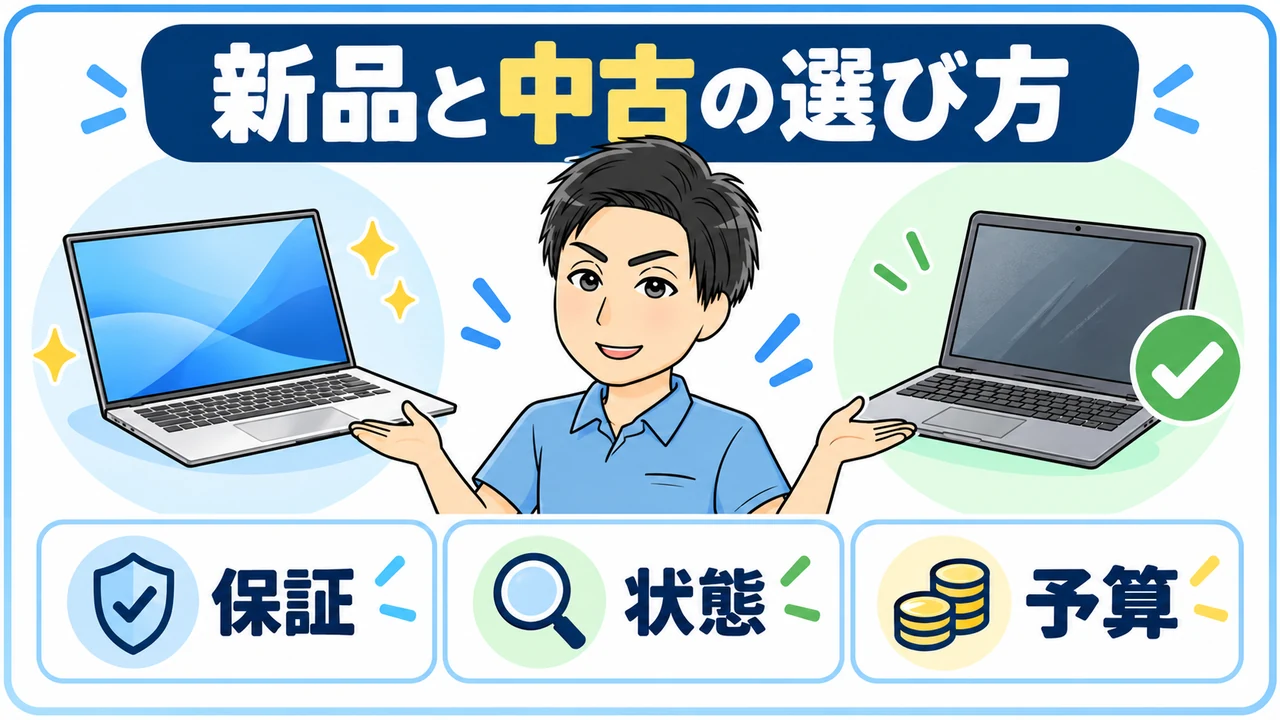 初めてパソコンを購入するなら新品と中古のどちらがおすすめ?の内容を案内する画像