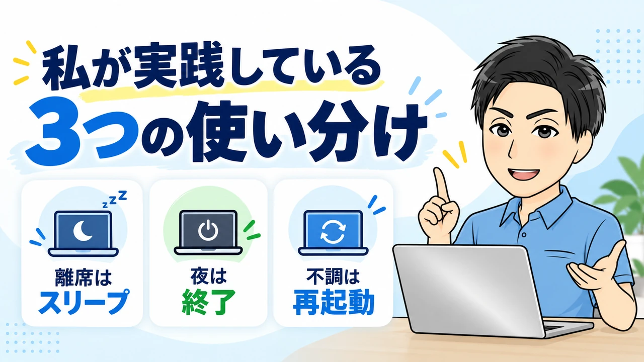 私が実践しているシャットダウンとスリープの3つの使い分け