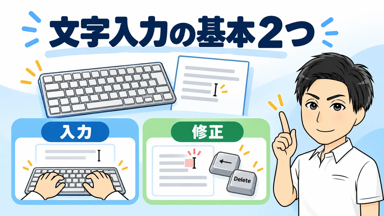 パソコン初心者が文字入力と修正を覚えるための画像
