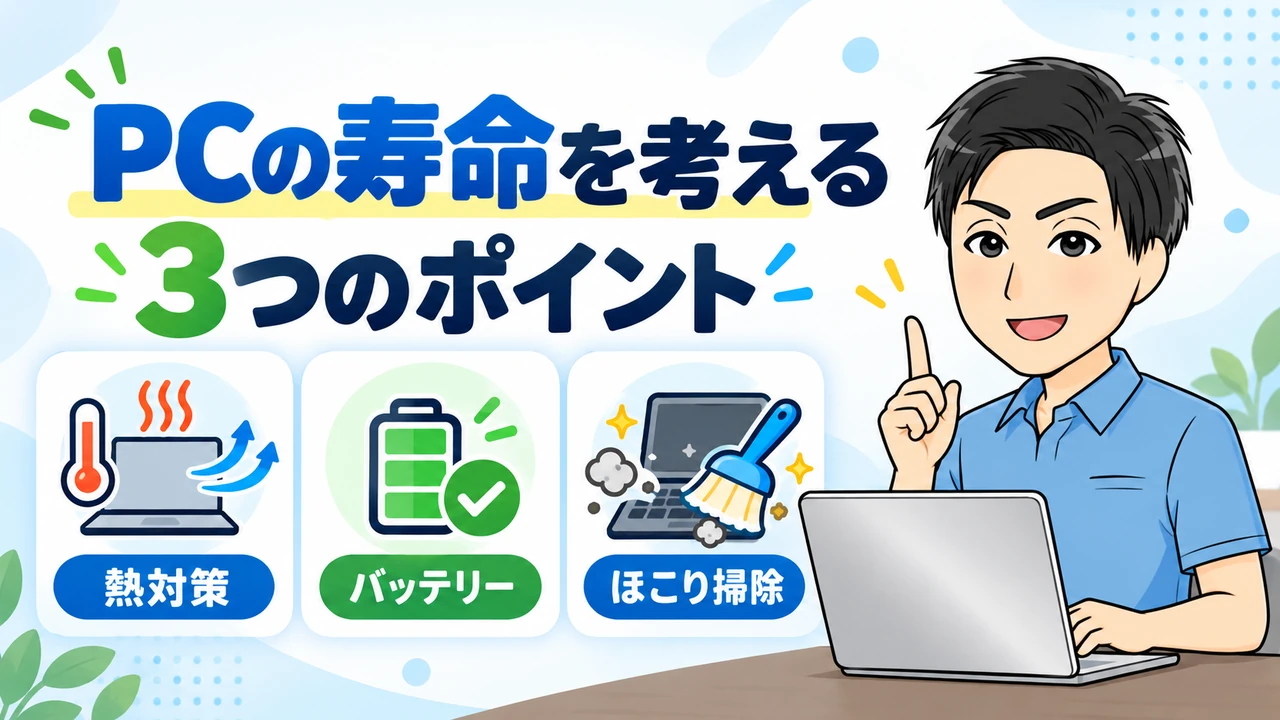 PCの寿命を考えるなら電源操作以外に確認したい3つのポイント