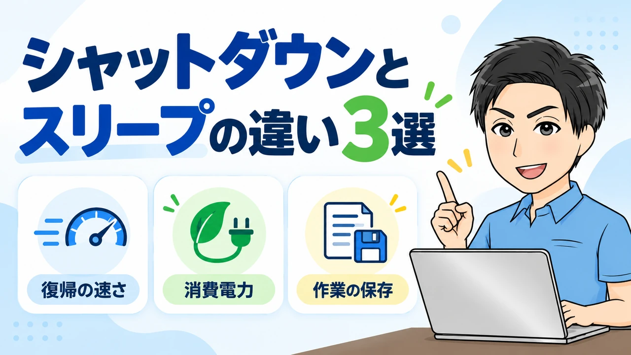 シャットダウンとスリープの違い3選